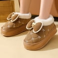 thumbnail image 4 of Zapatillas de algodón de invierno para mujer con lazos para parejas de otoño e invierno, uso doméstico en interiores, zapatillas de felpa de suela suave y gruesa para mujer, 4 of 5