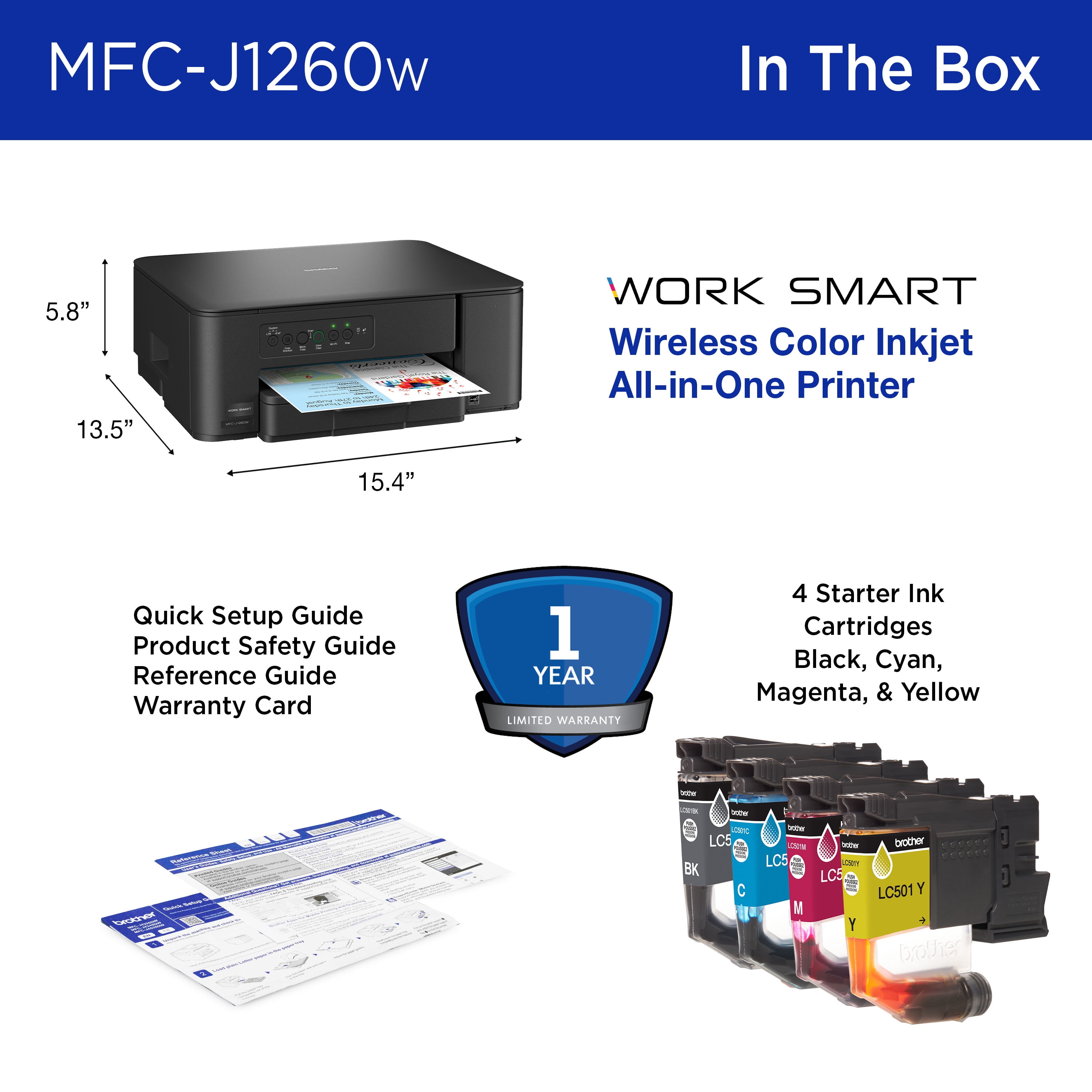 Brother Work Smart MFC-J1260W Wireless Color Inkjet All-in-One Printer