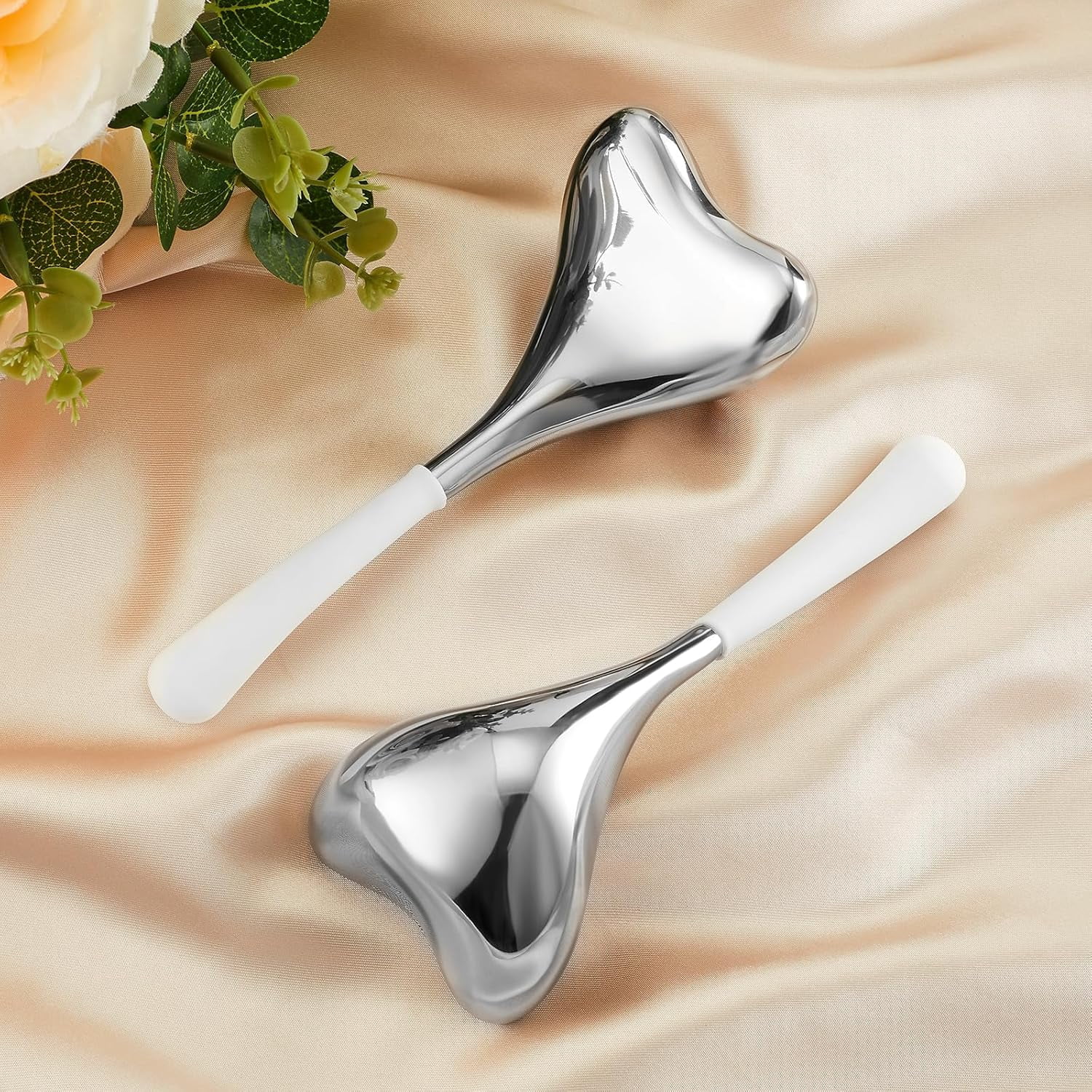 ABCISI 2-in-1 Gua Sha Cryo Sticks, Facial Skin Care Tools for Women Face and Eyes Massage, Unbreakable Stainless Steel Esthetician Supplies, Cooling Spa Ice Globes Roller with Carry Case, Silver
