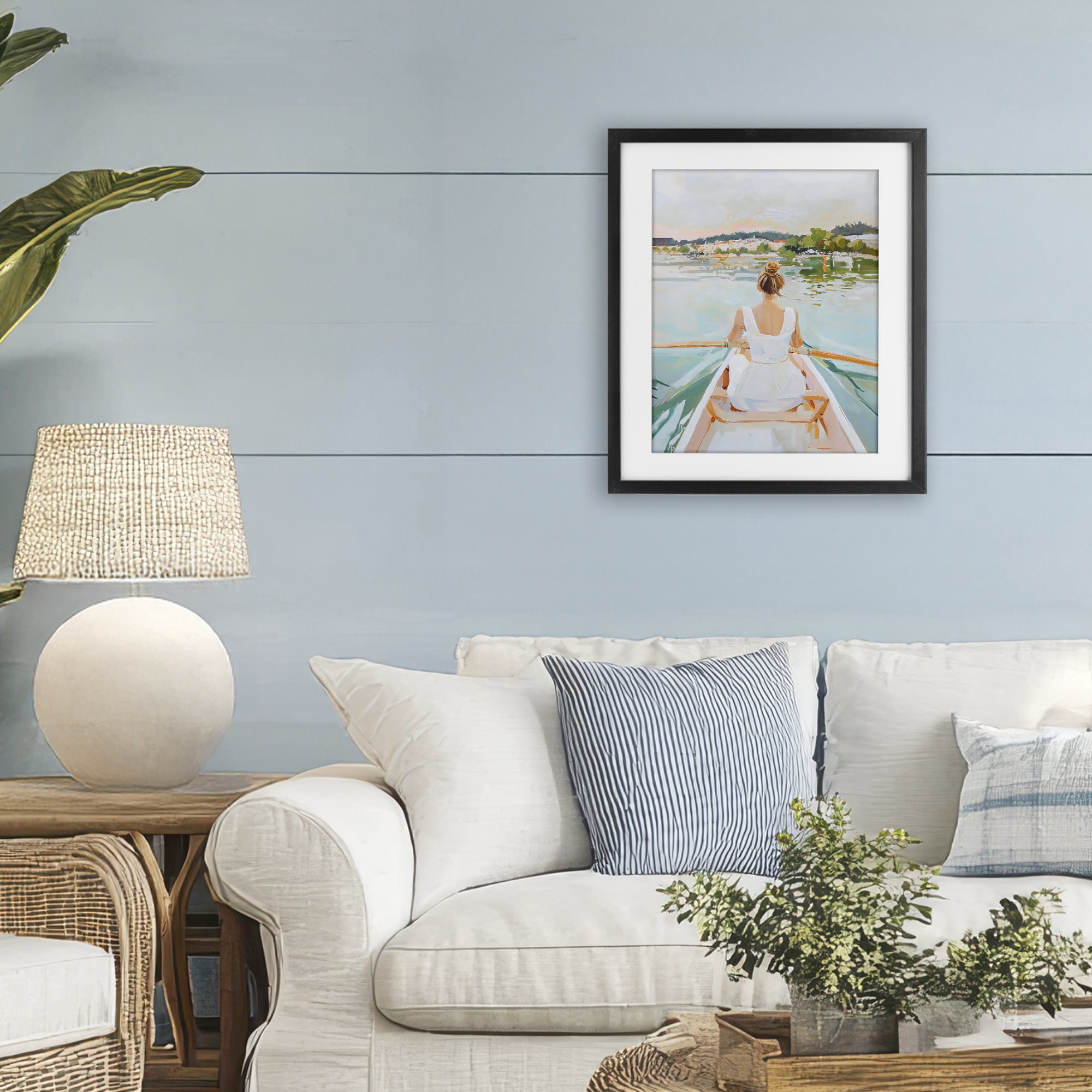 Stupell Industries Girl In Peaceful Canoe Ride Black Framed Print Under Glass, design by The Prints Vibe