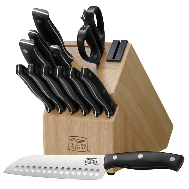 Chicago Cutlery Steak Knives Set of 5 Full Tang Black Riveted Polymer  Handles 