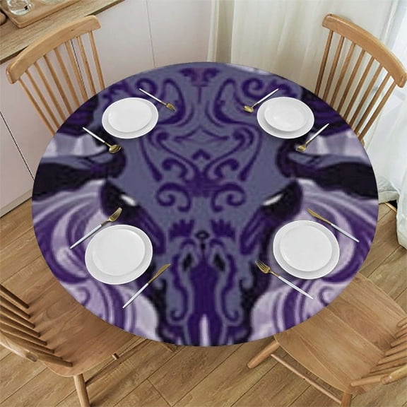 BANET Purple Halloween Tablecloth Round Decorative Table Cloth with Wrinkle Resistant for Halloween Home Kitchen Dining Table Patio Outdoor Party Picnic 31"-35