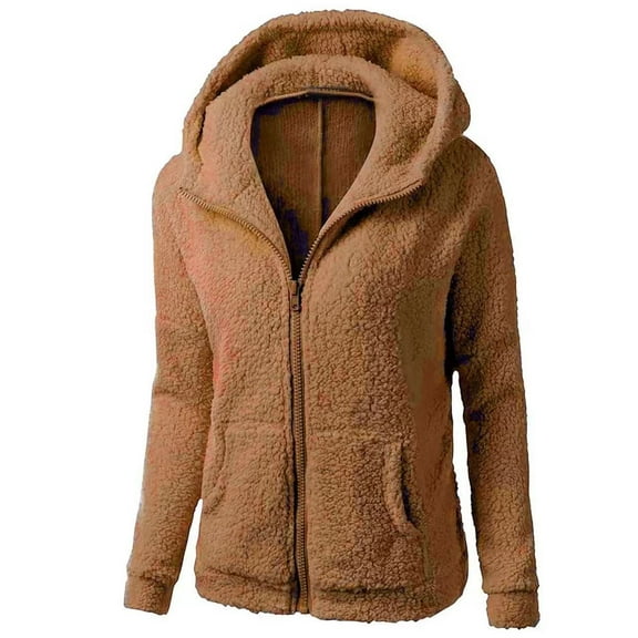 NMMUED Zip Up Hoodie Women, Hooded Jacket Women, Fleece Jacket Women, Plus Size Sweatshirts for Women, Spring Jackets for Women 2025, Coffee L