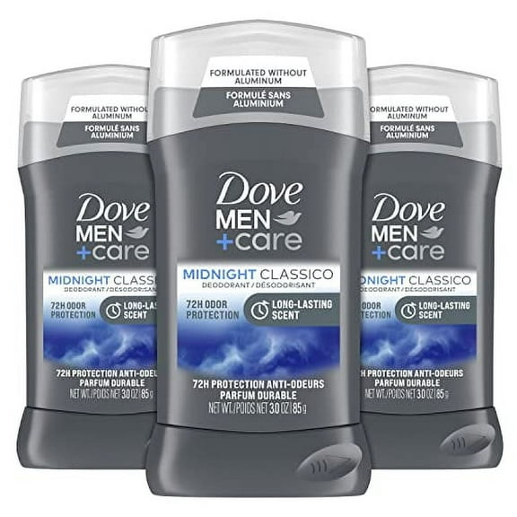 DOVE MEN   CARE Deodorant Stick for Men Midnight Classico 3 Count Aluminum Free 72-Hour Odor Protection Mens Deodorant With Essential Oils & 1/4 Moisturizing Cream 3oz