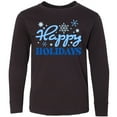 thumbnail image 3 of Inktastic Happy Holidays Blue Snowflakes Long Sleeve Youth T-Shirt, 3 of 5
