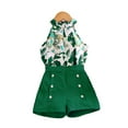 thumbnail image 2 of WOLLED Toddler Kids Halter Neck Cami Crop Tops and Floral Shorts Sets for Girls 2 Piece Summer Casual Shorts Outfits 4-7T, 2 of 10