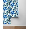 thumbnail image 5 of NextWall Cobalt Blue & Lagoon Garden Block Floral Peel and Stick Wallpaper, 5 of 7
