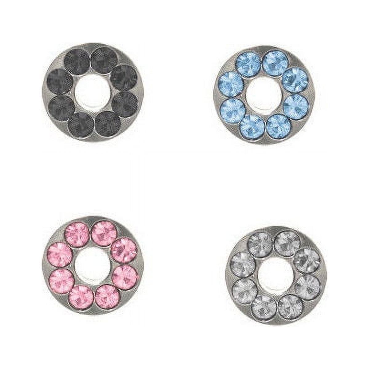 Pair of Surgical Steel Screw Fit Ear Plugs with CZ Gems - 4 Colors Available