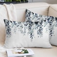 thumbnail image 2 of Blue Teal Eucalyptus Throw Pillow Covers, Weeping Botanical Leaf Watercolor Soft Breathable Pillow Cases with Invisible Zipper, Queen Size Pillowcases for Couch Bed Sofa Chair 20x30 Inches, 2 of 9