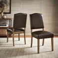 thumbnail image 2 of Weston Home Nailhead Upholstered and Wood Dining Chair, Set of 2, Brown Faux Leather, 2 of 8