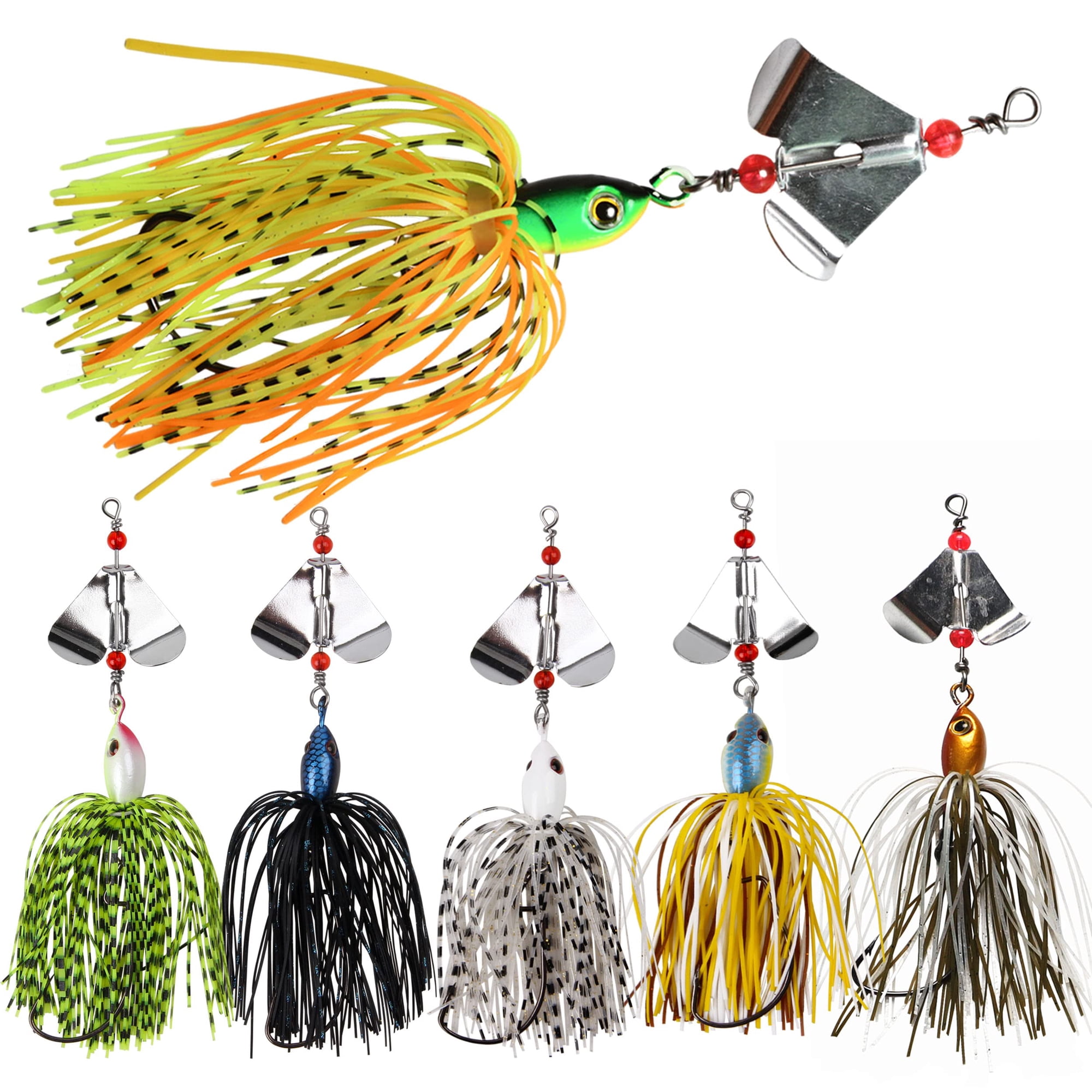 6pcs Spinnerbait Buzzbait Fishing Lures Set Metal Bass Trout Salmon Freshwater Saltwater