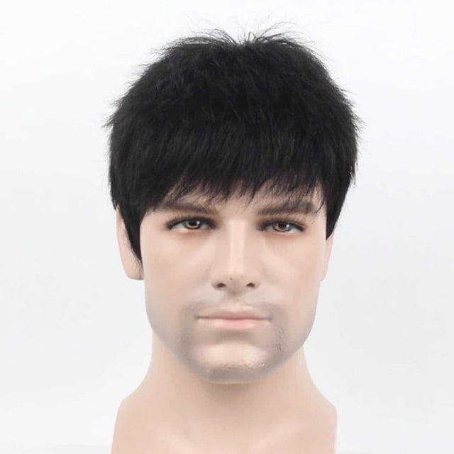 Perruques pour Hommes Perruques à Cheveux Courts Perruque en Cheveux Synthétiques Aspect Naturel Perruque en Fibre Résistante à la Chaleur Remplacement de Cheveux Extensions Perruques