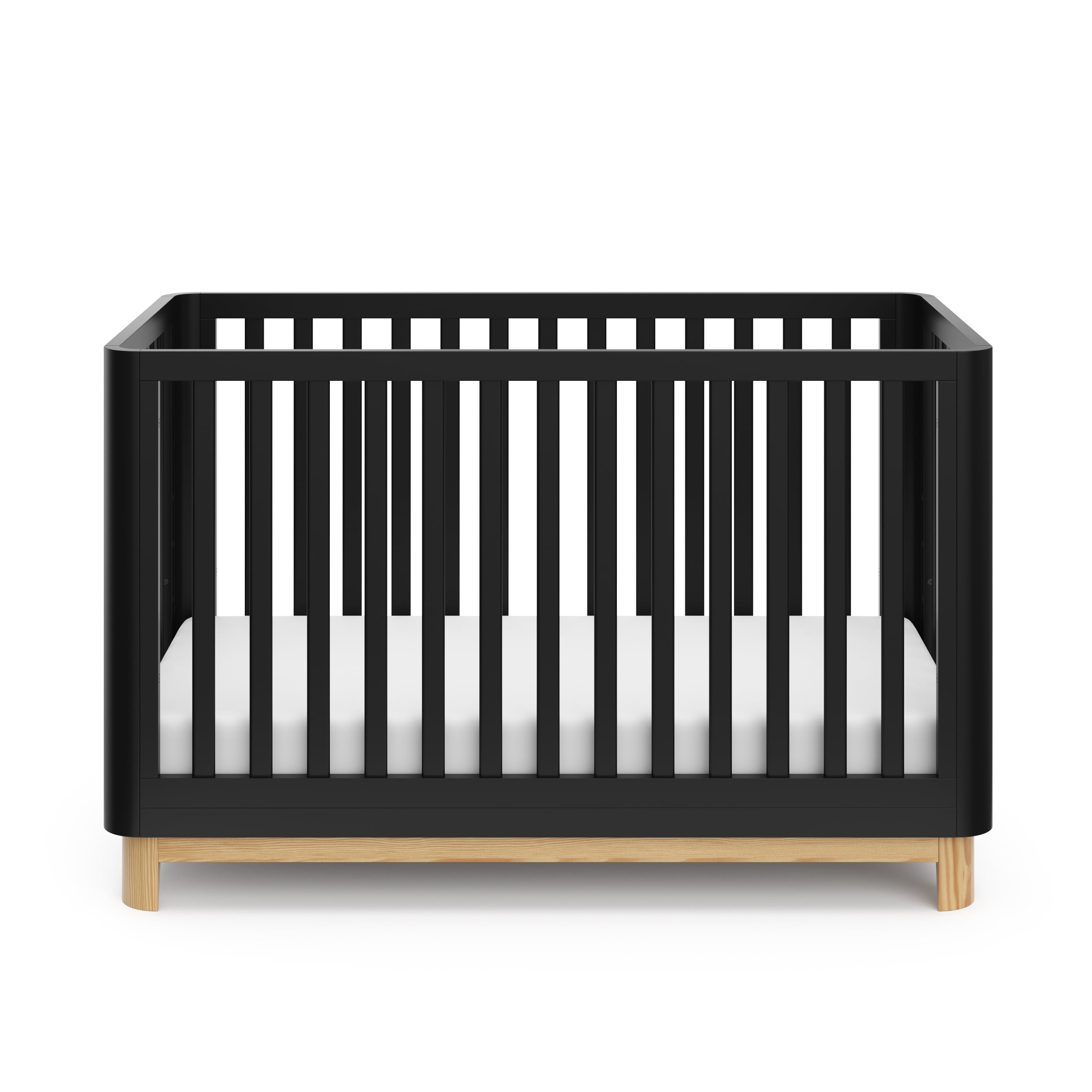 Storkcraft Santos 3-in-1 Convertible Baby Crib, Black with Natural