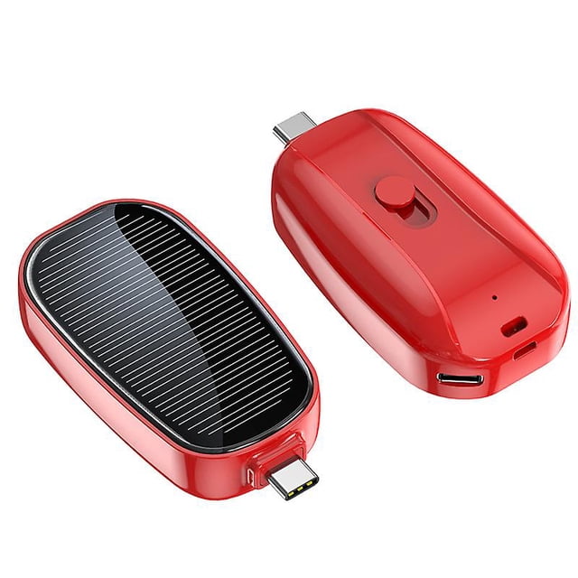 Mini Solcellsladdare Powerbank Bärbar Nyckelring Powerbank Kompatibel med Mobiltelefon 1200mAh