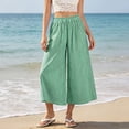 thumbnail image 5 of Admvng Women's Striped Wide Leg Elastic High Waist Pockets Culottes Copped Pants, 5 of 7
