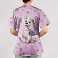 thumbnail image 5 of Iaqnaocc Scrub Tops Women Funny Dog Animal Print Nursing Uniform Trendy V Neck Side Slits Scrub Shirt Holiday Short Sleeve Tees Blouse with Pockets Watermelon Red S, 5 of 5