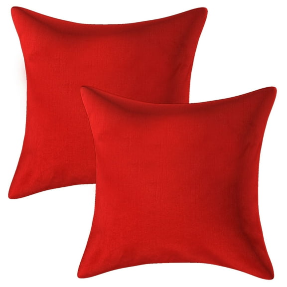 Stylo Culture Ethnic Chair Seat Throw Pillow Covers 16x16 Solid Red Modern 40cm x 40cm Living Room Toss Pillow Case Polydupion Solid Square Cushion Covers | Set Of 2