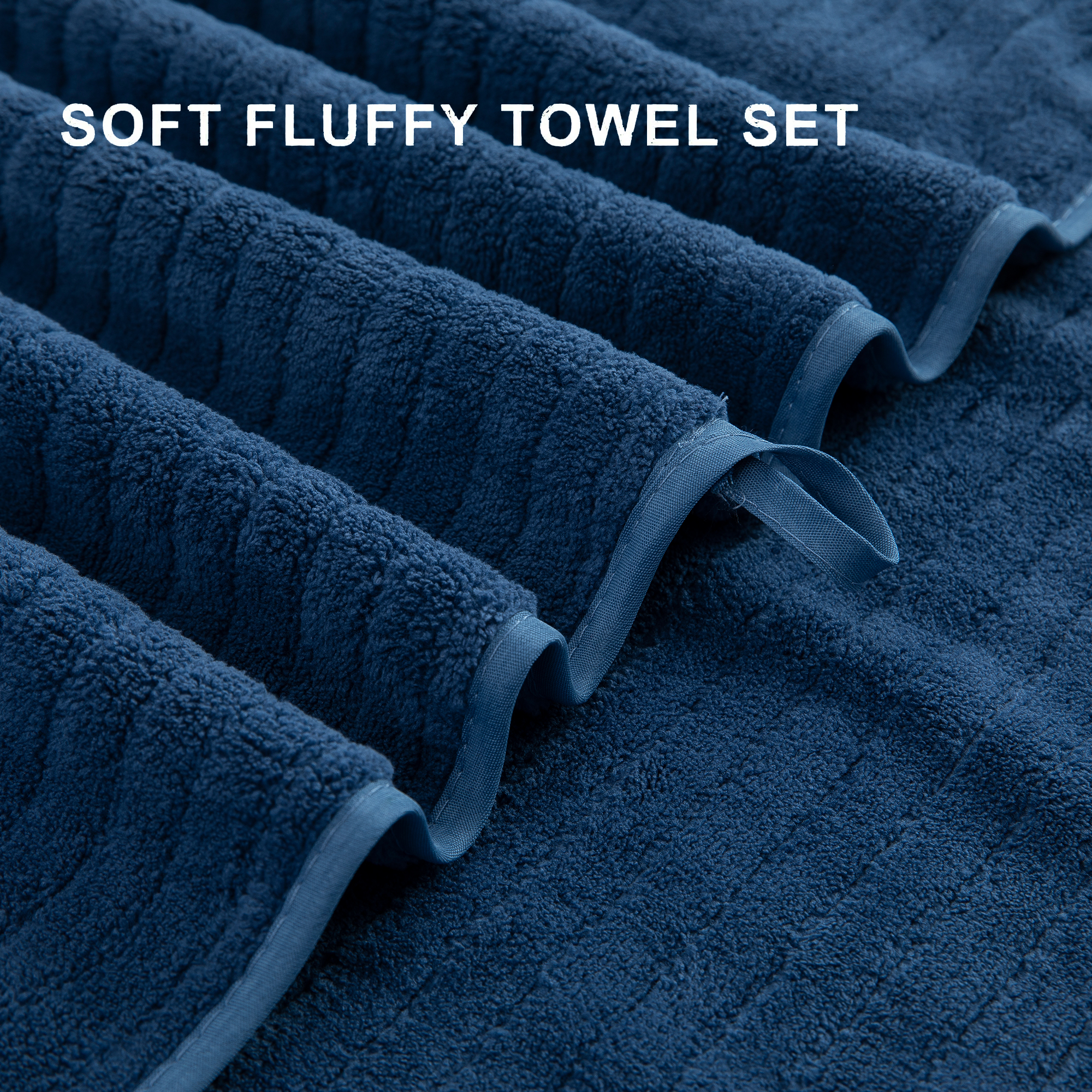Jessy Home Navy Blue Striped Hand Towels Set of 2 photo 4