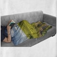 thumbnail image 5 of Tuscany Soft Flannel Fleece Throw Blanket, Tuscany Italy Getaway Dreamland Cultivated Land Wildflowers Springtime, Cozy Plush for Indoor and Outdoor Use, 70" x 90", Sky Blue Fern Green, by Ambesonne, 5 of 5