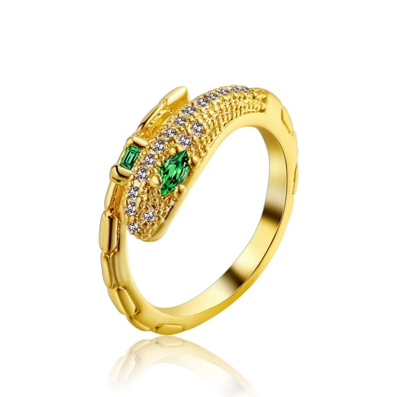 GOSFRY Retro Snake Adjustable Open Ring for Women,14K Gold Plated Serpent Design Jewelry for Party Banquet