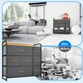 thumbnail image 4 of ZHOUB 7 Drawer Dresser, Small Dresser with Drawers, Fabric Dressers for Bedroom, Dresser with Shelves, Living Room, Closets, Sturdy Steel Frame, Wooden Top, Easy Pull Fabric Bins-Light Gray, 4 of 10
