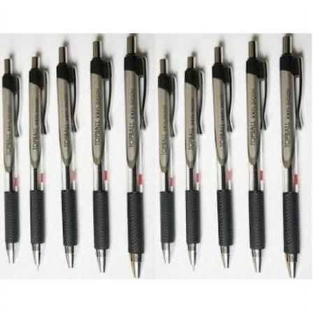 Cello Topball Click Retractable Ball Point Pens, Fine Point, 0.7 mm, Black Ink, 10 Count