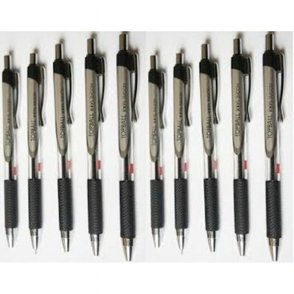 Cello Topball Click Retractable Ball Point Pens, Fine Point, 0.7 mm, Black Ink, 10 Count