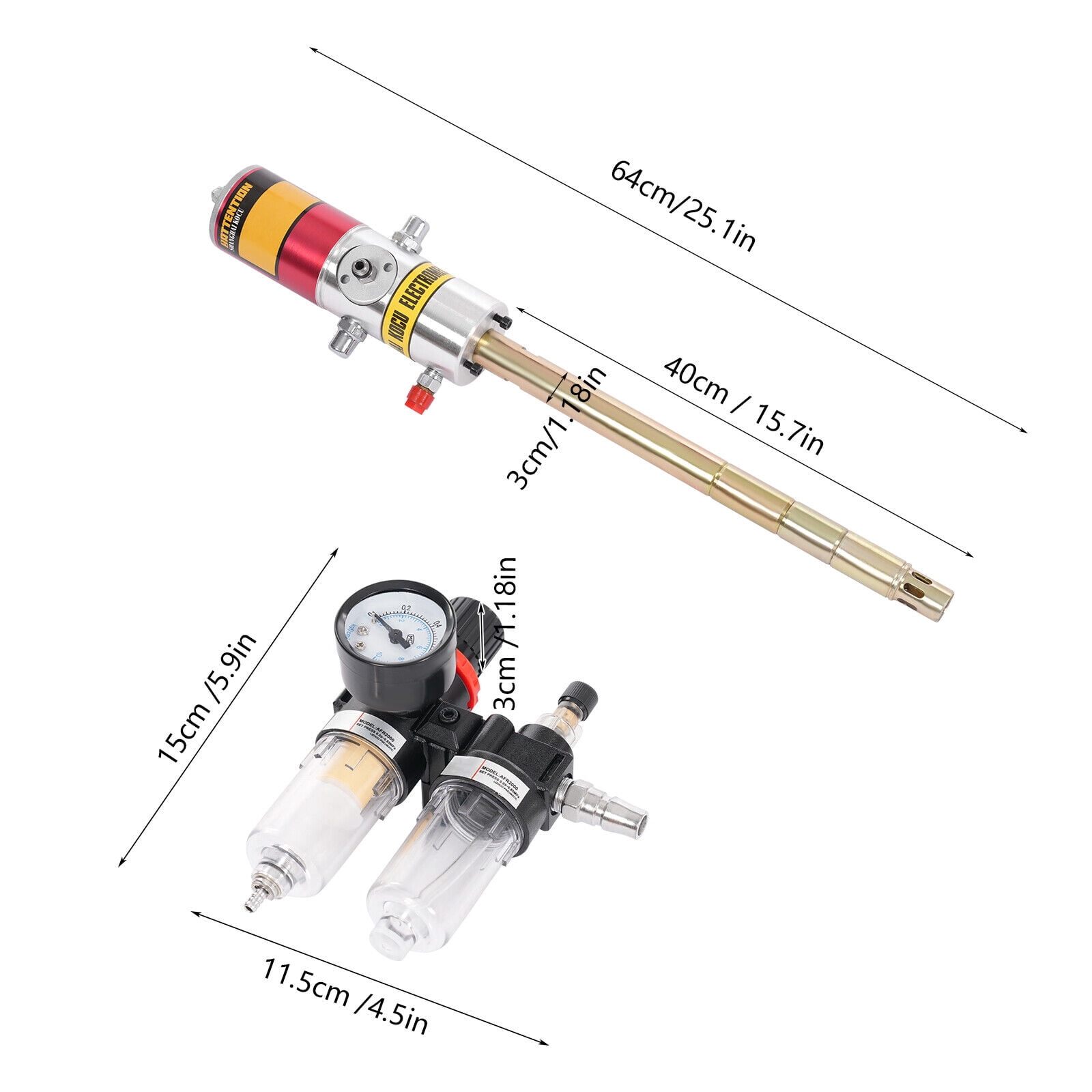 Miumaeov 30-40Mpa 50:1 Pneumatic Grease Gun Air Operated Grease Pump with 4M High Pressure Pipe & Oil Water Separator