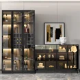 thumbnail image 3 of Gabinetes De exhibición De vino modernos, organizador De vidrio, gabinetes esquineros, escaparate para el hogar, armarios De salón, muebles para sala De estar, 3 of 4