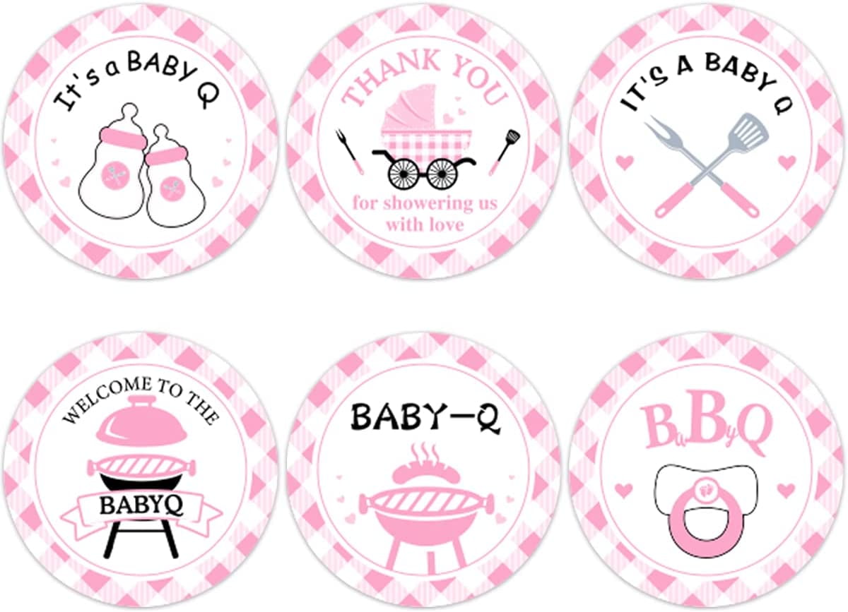 48PCS BBQ Baby Shower Stickers, BBQ Baby Shower Decorations for Girl