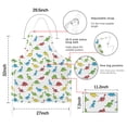 thumbnail image 7 of White Cartoon Dinosaurs Pattern Apron-Garden Aprons for Women with Pockets-Cotton Linen Waterproof Kitchen Cooking Gardening Aprons Adjustable for Kitchen,Cooking,BBQ and Salon 33x27 Inch, 7 of 7