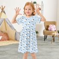 thumbnail image 3 of FORMRS Girls Short Sleeve Dress Summer Casual Round Neck A-line Beach Sundress, Sizes 2T-8T, Blue Sheep Pattern, 3 of 8