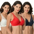 thumbnail image 6 of Curve Muse Women's Plus Size Minimizer Unlined Underwire Full Coverage Bra-3PK-NAVY,RED,LT GREEN-46D, 6 of 7