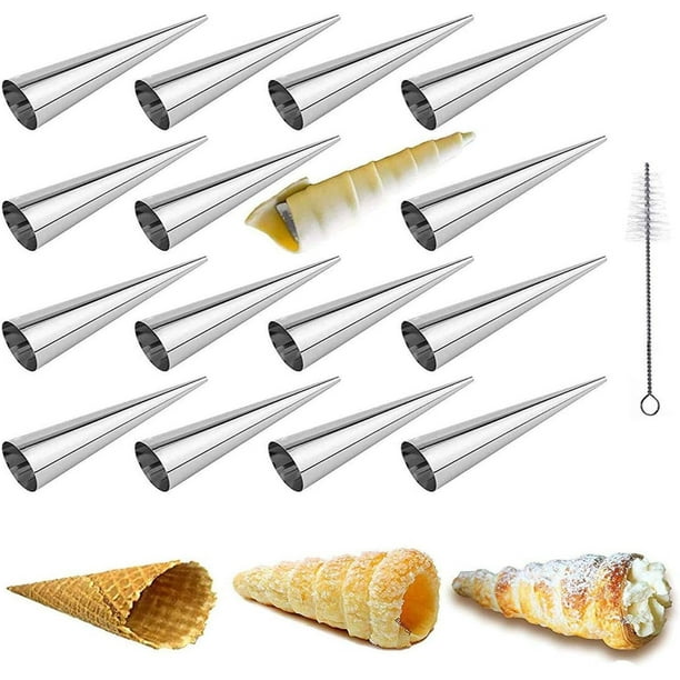 16 Uds. Tubos de conos de cuerno de crema antiadherentes, juego de moldes para hornear pasteles y croissants con tornillo de acero inoxidable, molde para rollos con forma de Cannoli