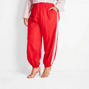 Women's Plus Size High-Rise Nylon Track Pants - Future Collective with Kahlana Barfield Brown - (Red, 2X)