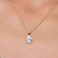 thumbnail image 3 of Gem Stone King 14K Yellow Gold White Created Sapphire and Black Diamond Pendant Necklace for Women | 3.52 Cttw | Gemstone September Birthstone | Pear Shape 12X8MM | With 18 inch Chain, 3 of 6
