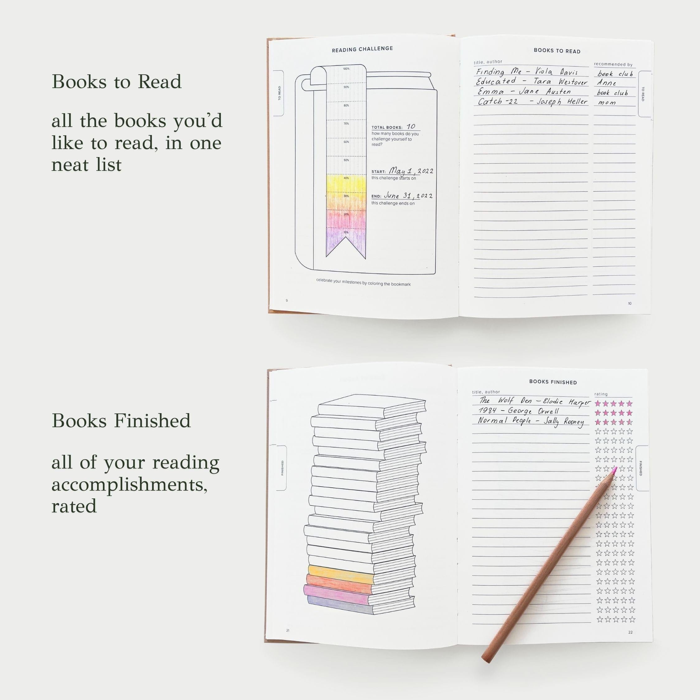 Kunitsa Co. Reading Journal. Review and Track Your Reading (Green) - 52 Book Reviews