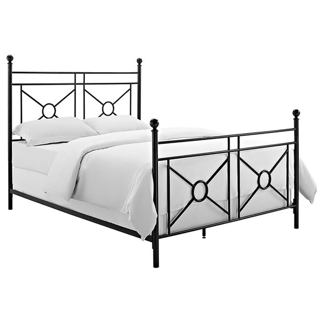 Pemberly Row Traditional Steel Metal King Poster Bed in Black