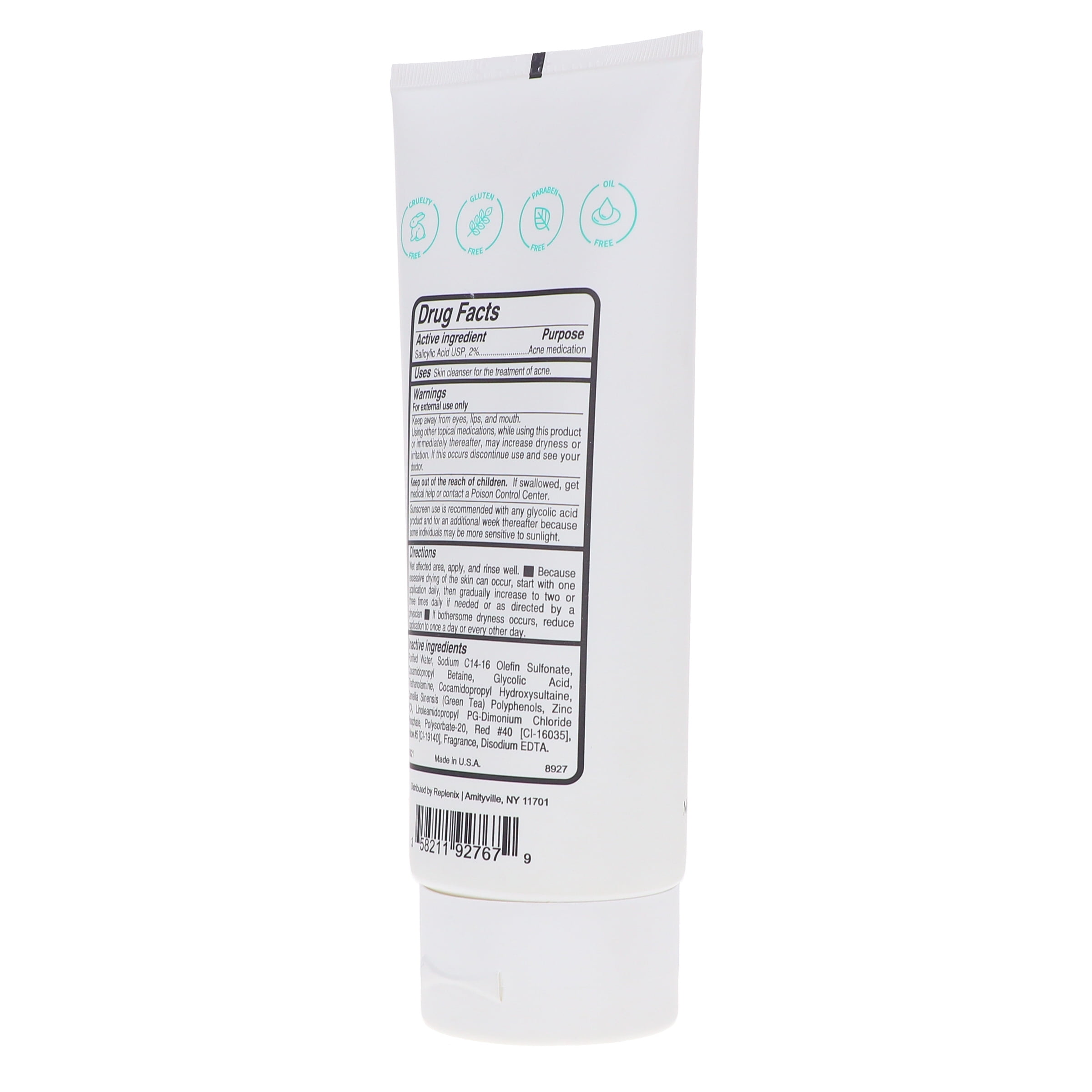 Replenix Gly/Sal 5-2 Facial Cleanser, Face Wash for Acne Prone Skin, 6.7 Oz