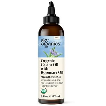 Sky Organics Organic Castor Oil with Rosemary Oil to Condition for Fuller-Looking Hair, 6 fl oz