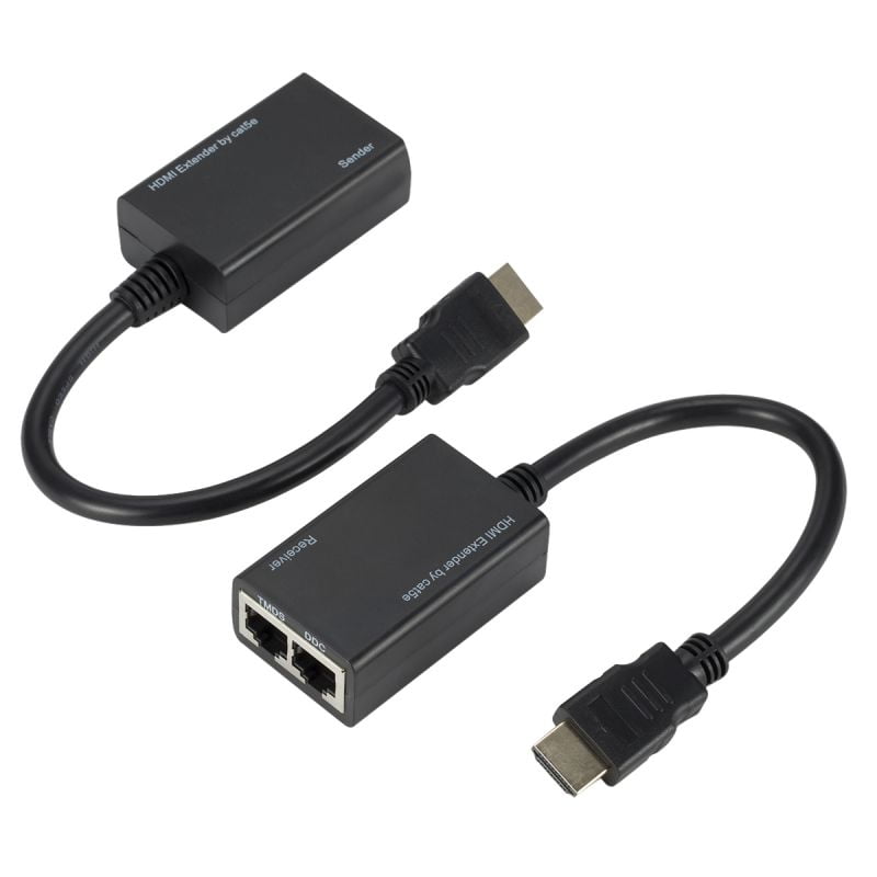 For HDMI Extender To RJ45 CAT5e CAT6 Converter LAN Ethernet Network Adapter Repeater 1080P Cable - Walmart.com