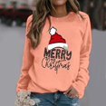 thumbnail image 2 of Fiaer Merry Christmas Sweatshirts for Women Santa Hat Plus Size Pullover Baggy Long Sleeve Trendy Crew Neck Tops Rose Gold XXL, 2 of 4
