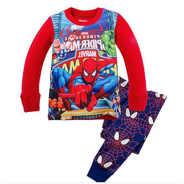 Marvels Spiderman Anime Kids Pijamas Set Niños Ropa de dormir Pijamas de dibujos animados Pijamas Baby Boy Girl Ropa de dormir de algodón Set2T (90CM) zhangyuxiang CONDUJO