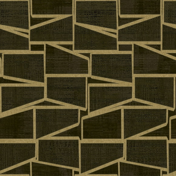 Roommates Studio Black and Gold Carver Geo Peel and Stick Wallpaper 30.75 Sq. ft