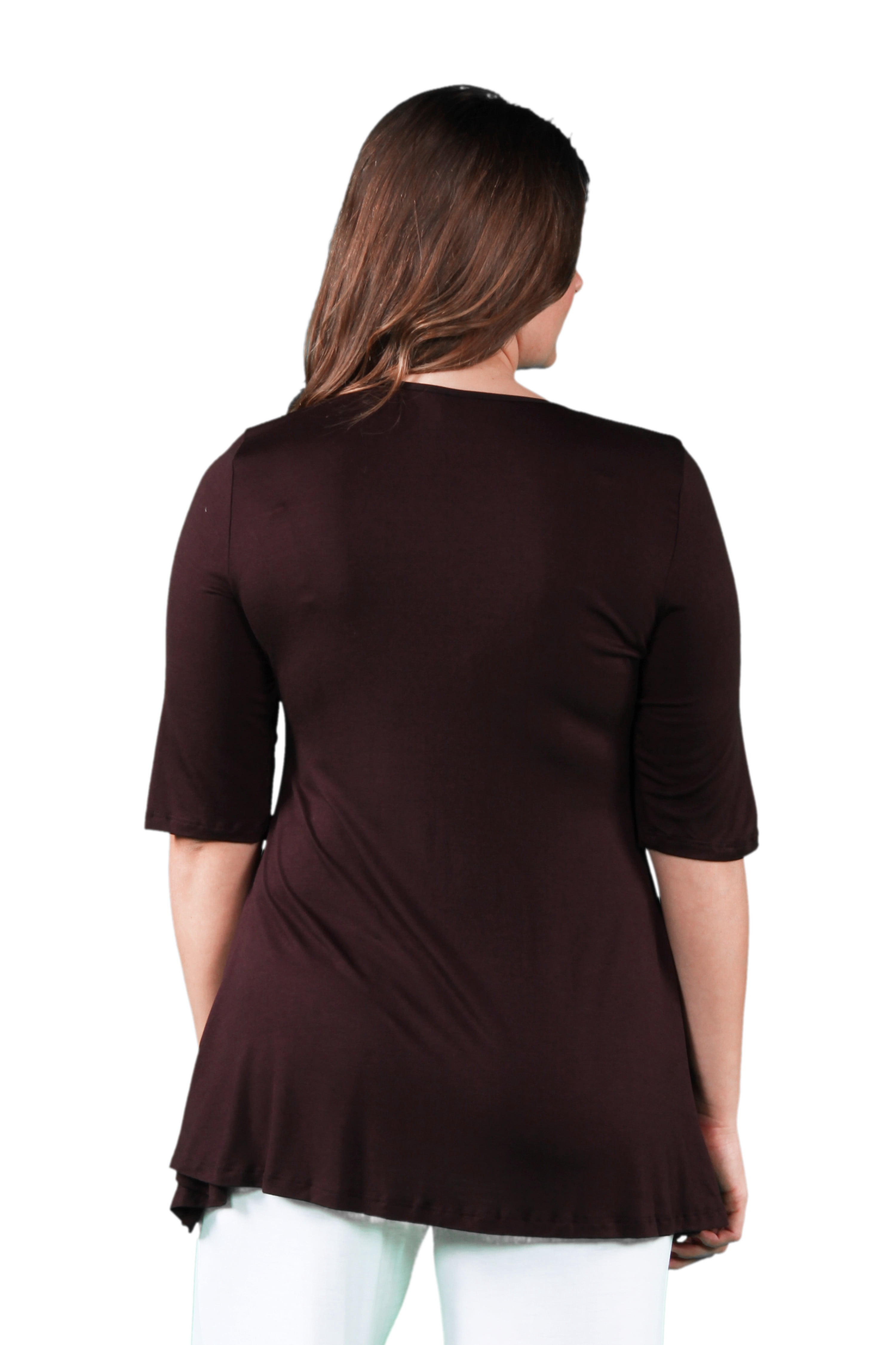 24seven Comfort Apparel Elbow Sleeve Plus Size Tunic Top For Women