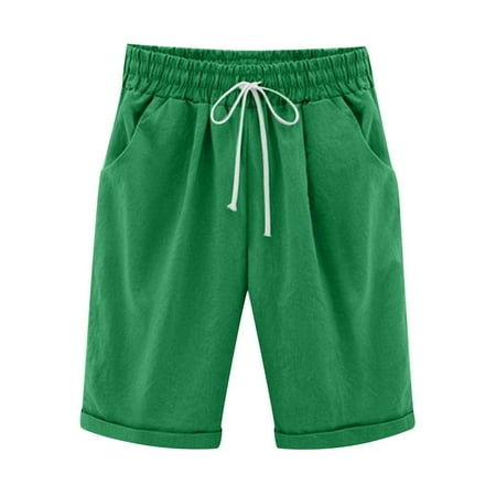 Women Summer Cotton Pants Plus Womens Tops Short Sleeve Size High Waisted Shorts Boy Shorts Underwear for Women Lacing Beach Workout Pocket Five Point Yoga Shorts for Women Women Shorts Athletic Long