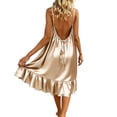 thumbnail image 2 of Posijego Women's Satin Nightgowns Sleeveless Nightdresses Camisole Dresses Ruffled Pajama Dresses Sleepwear Loungewear, 2 of 9
