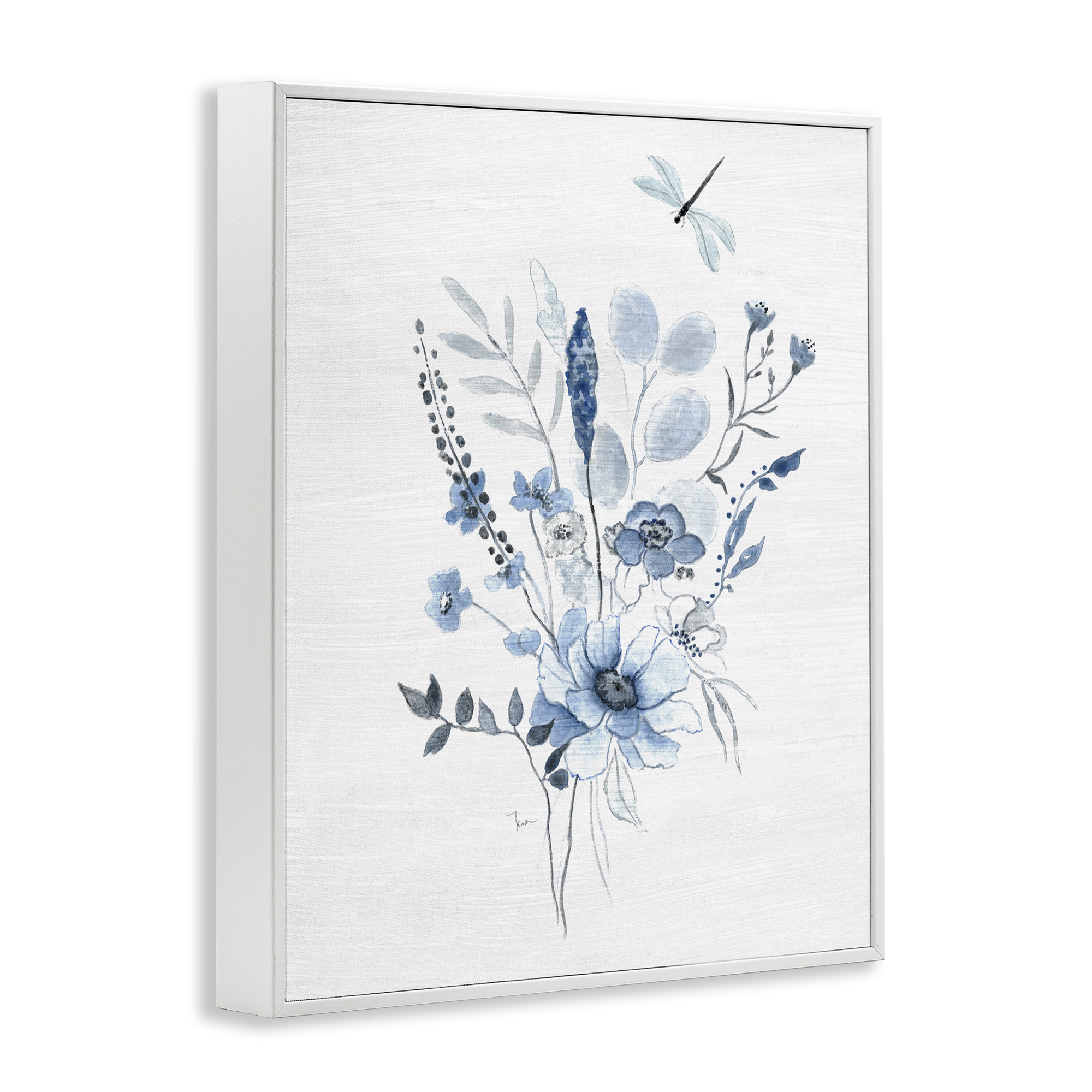 Stupell Industries Soft Blue Wildflowers Botanical & Floral Painting White Framed Art Print Wall Art, 24 x 30