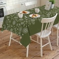 thumbnail image 4 of Japanese Rectangle Tablecloth, Green Rustic Retro Pastoral Floral Leaves Waterproof & StainResistant Tablecloth, Washable Oil-proof Table Cover for Dining/Party/Wedding/Camping/Buffet 60x120 In, 4 of 9