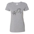 thumbnail image 2 of Black and White Mosaic Retro Mandala Wild Horse Animal Lover Womens Graphic T-Shirt, Heather Grey, 2XL, 2 of 4